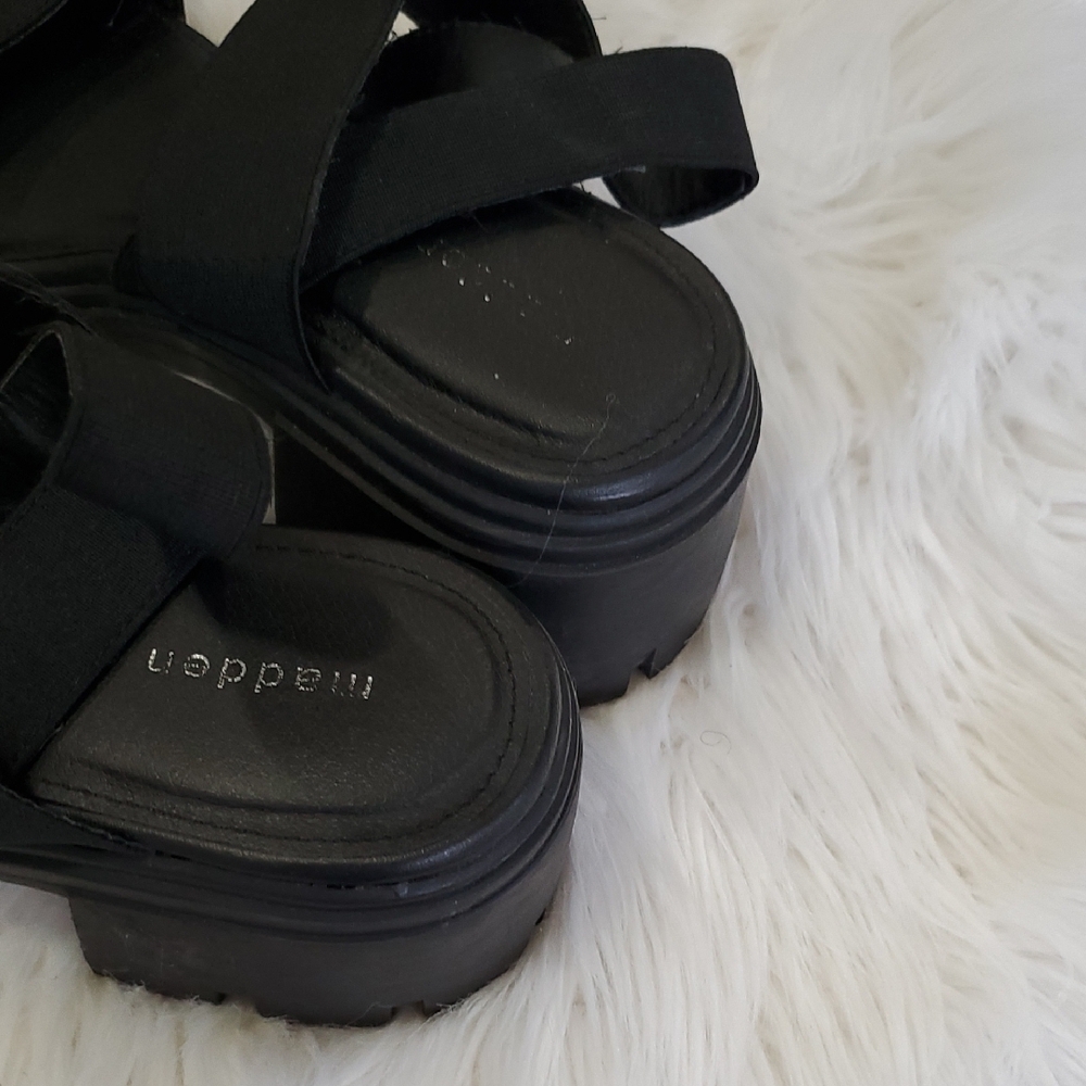 Y2k Madden Girl Black Retro  Chunky Heel  Sandals with Wide Straps - Picture 10 of 13